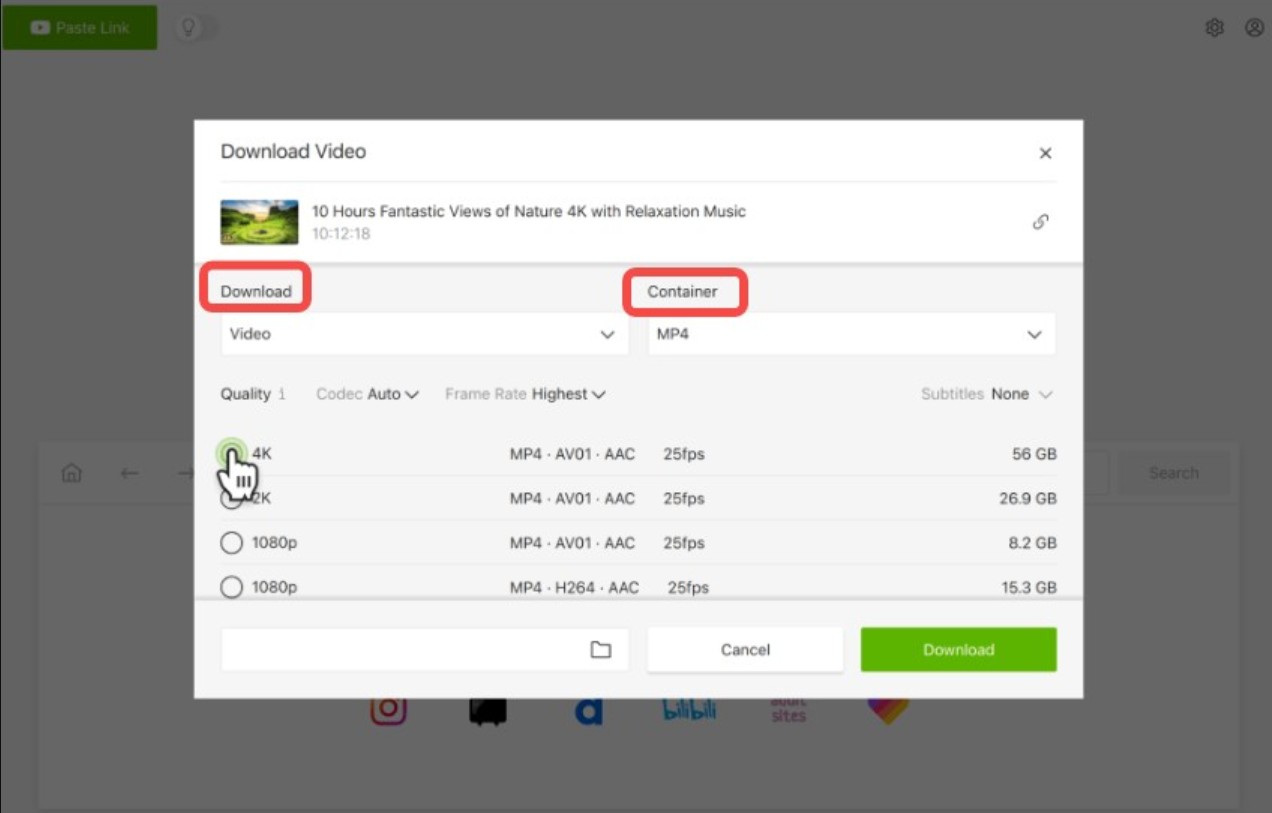 4k video downloader can't parse link