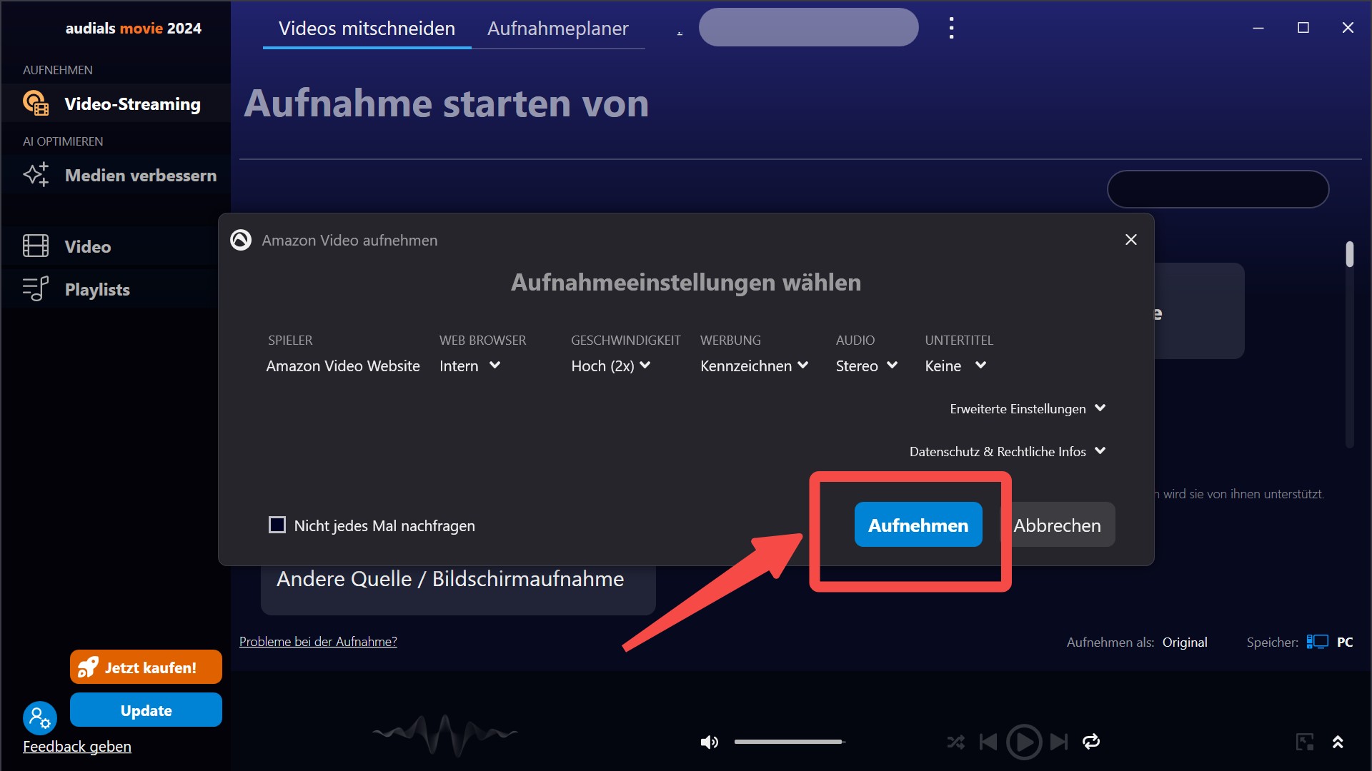 Anleitung zum Amazon Videos Download mit Audials Movie