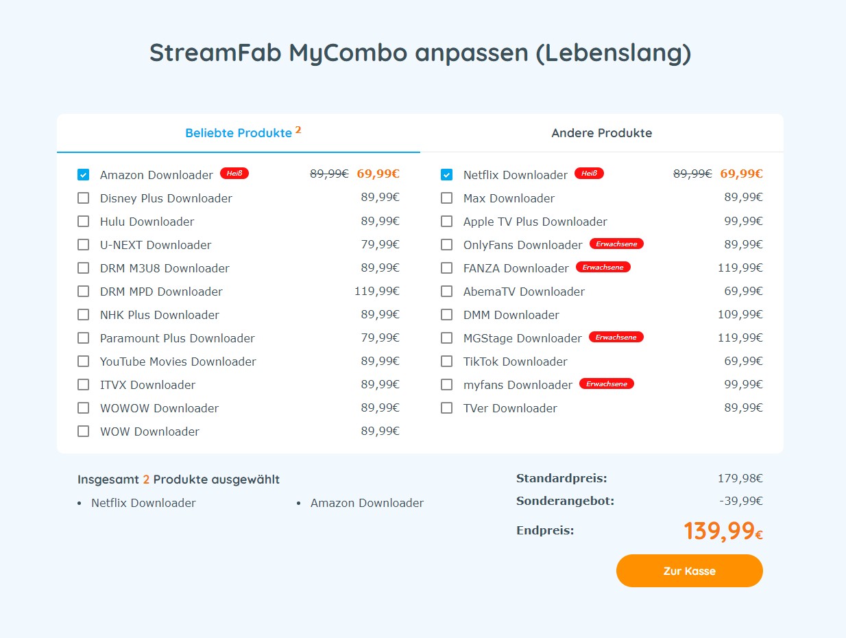 Passen Sie Ihr MyCombo an