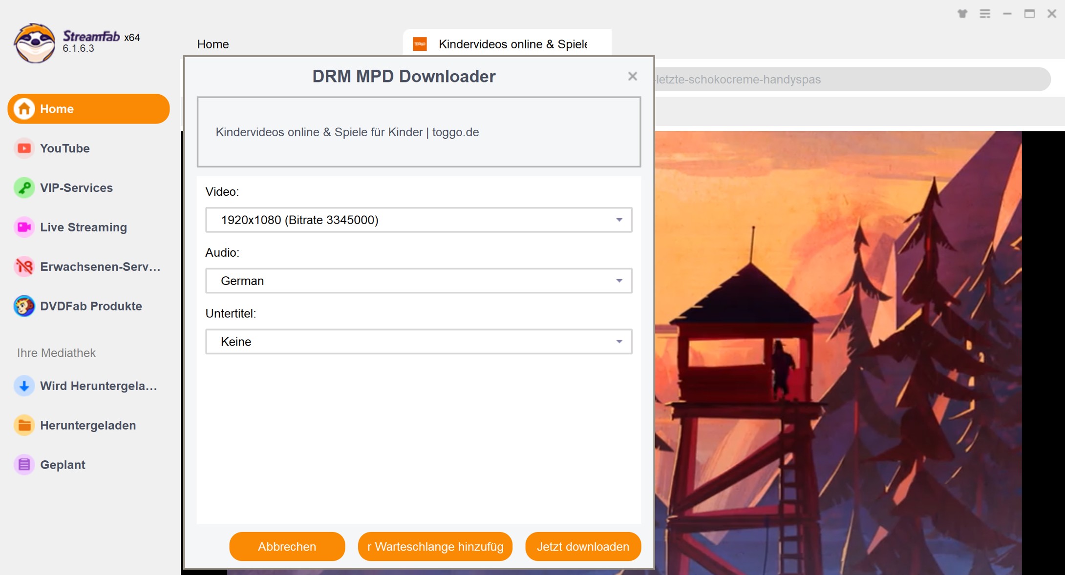 Anleitung zum Toggo Videos Herunterladen mit StreamFab DRM MPD Downloader
