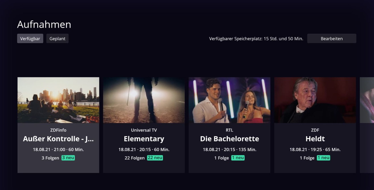 Was ist Waipu TV Aufnehmen-Funktionen?