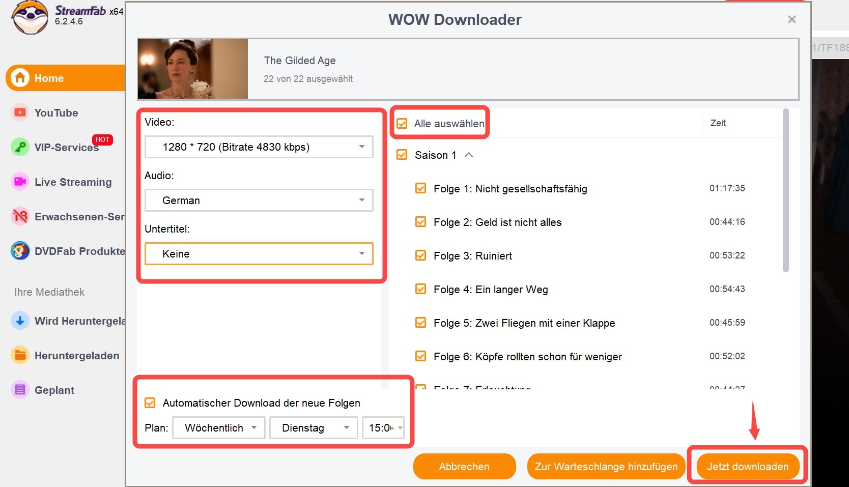 Anleitung für das Herunterladen von Videos mit StreamFab