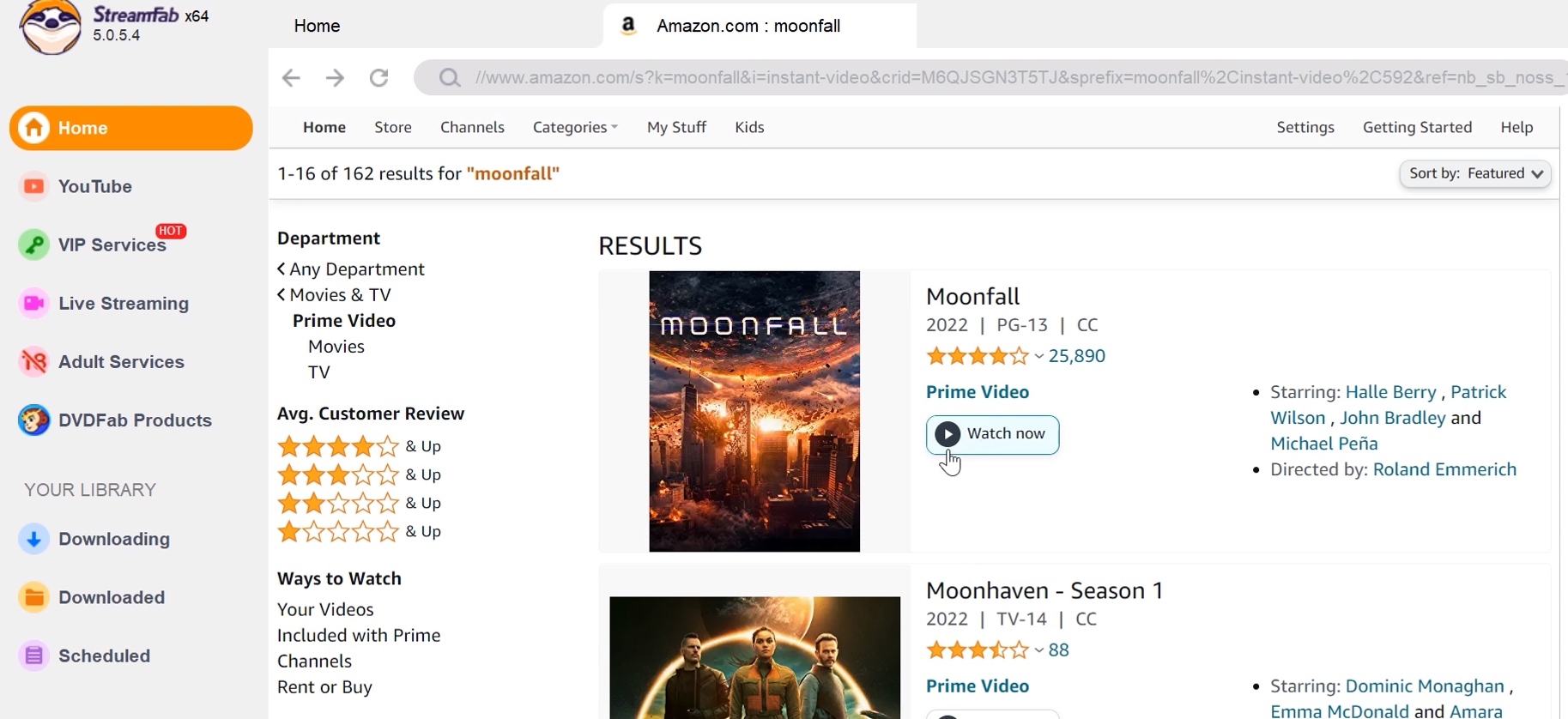 record amazon video: streamfab step 2