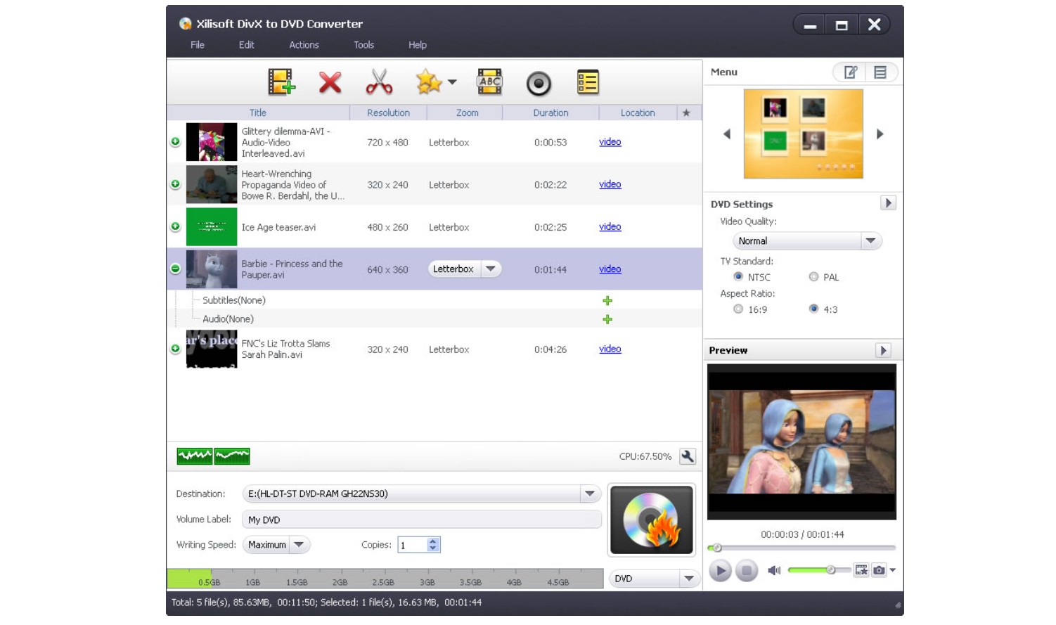 graver divx sur DVD avec Xilisoft DivX to DVD Converter