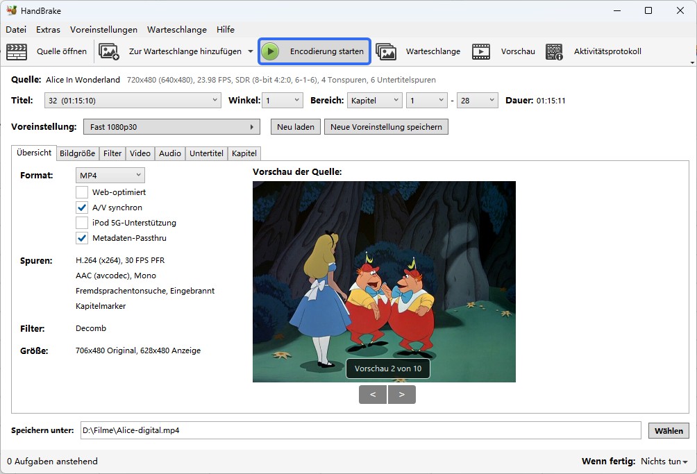 iso in mp4 umwandeln mit Handbrake: 