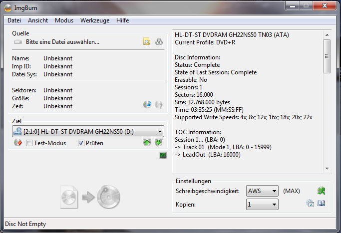Alternative: DVD Image erstellen mit IMGBurn