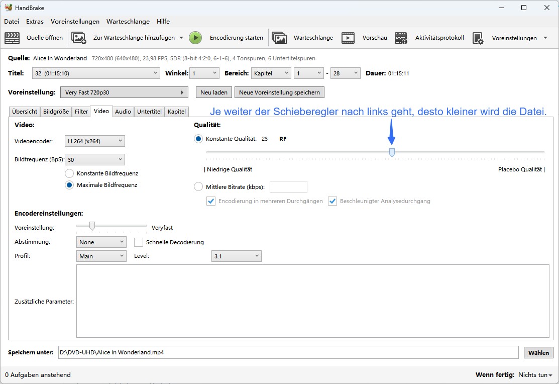 Anpassung der Video-Bitrate