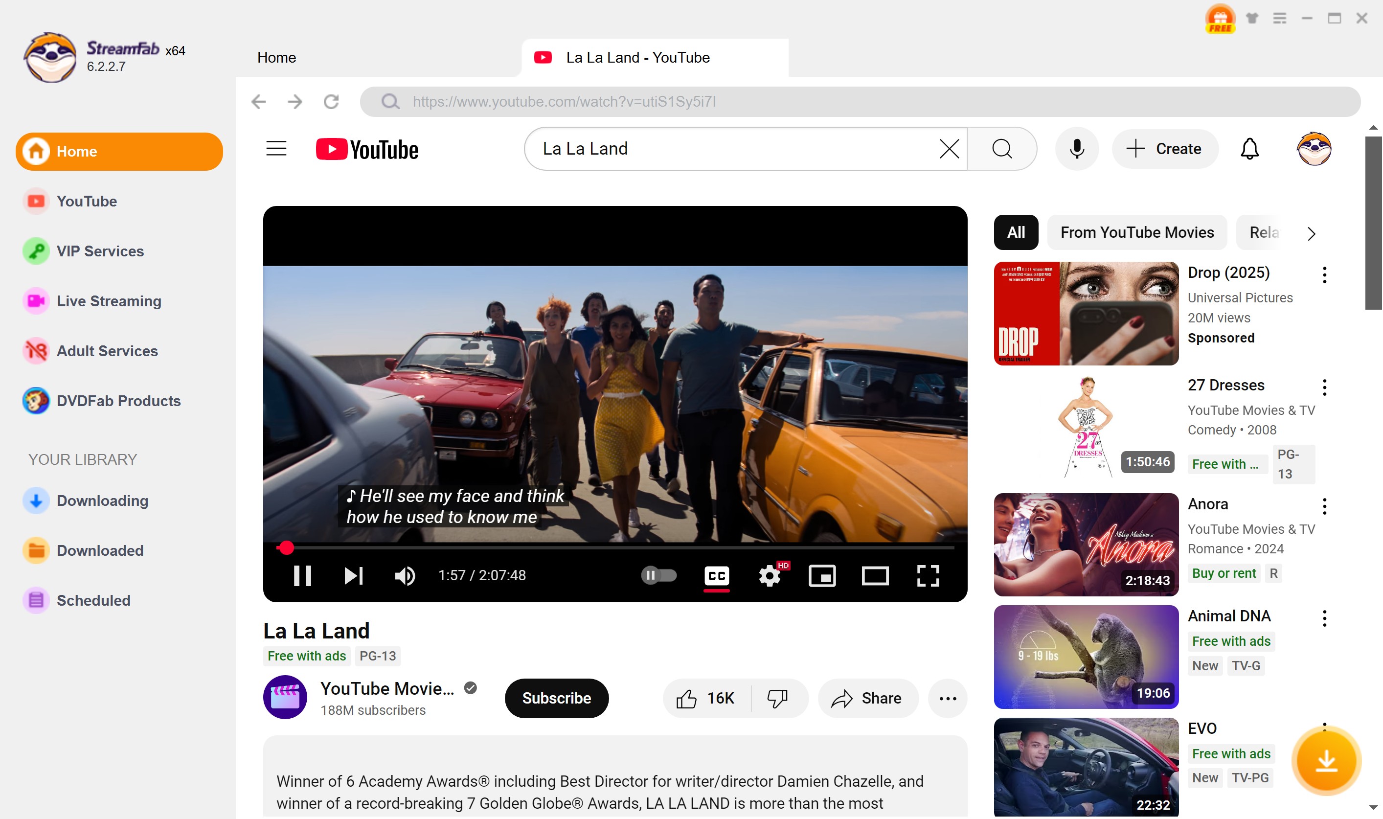how to download romantic movies on youtube with StreamFab