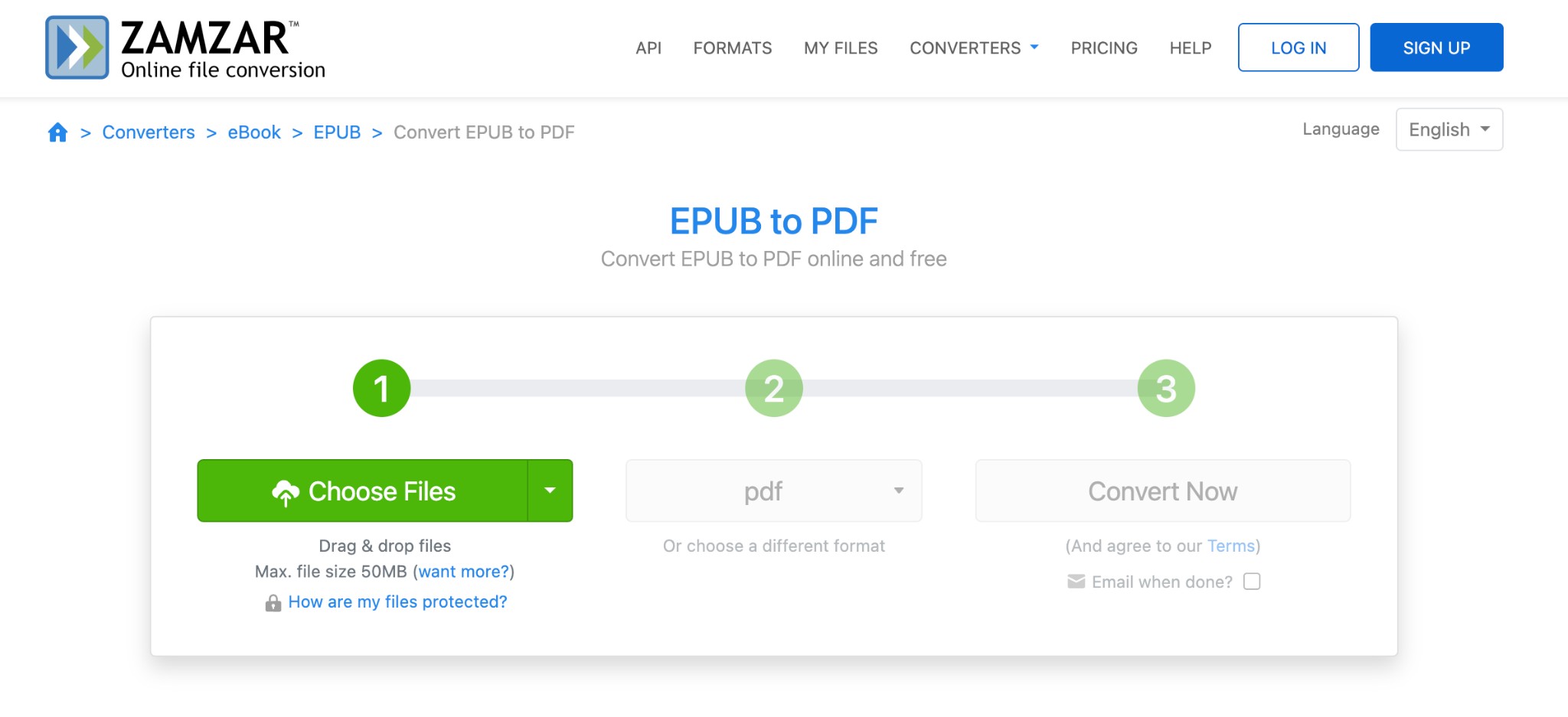 Comment convertir le livre en PDF avec Zamzar