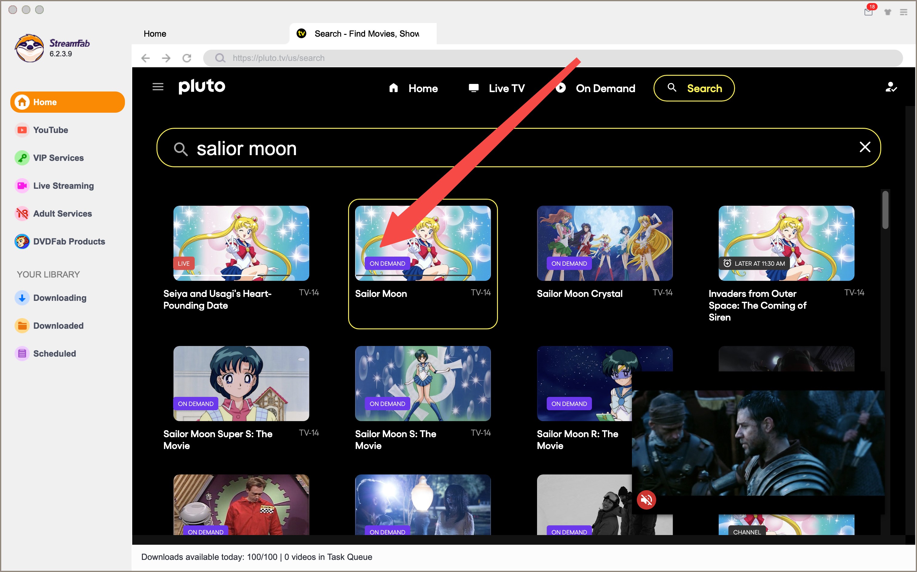 télécharger Pluto TV : StreamFab Pluto TV Downloader : étape 4