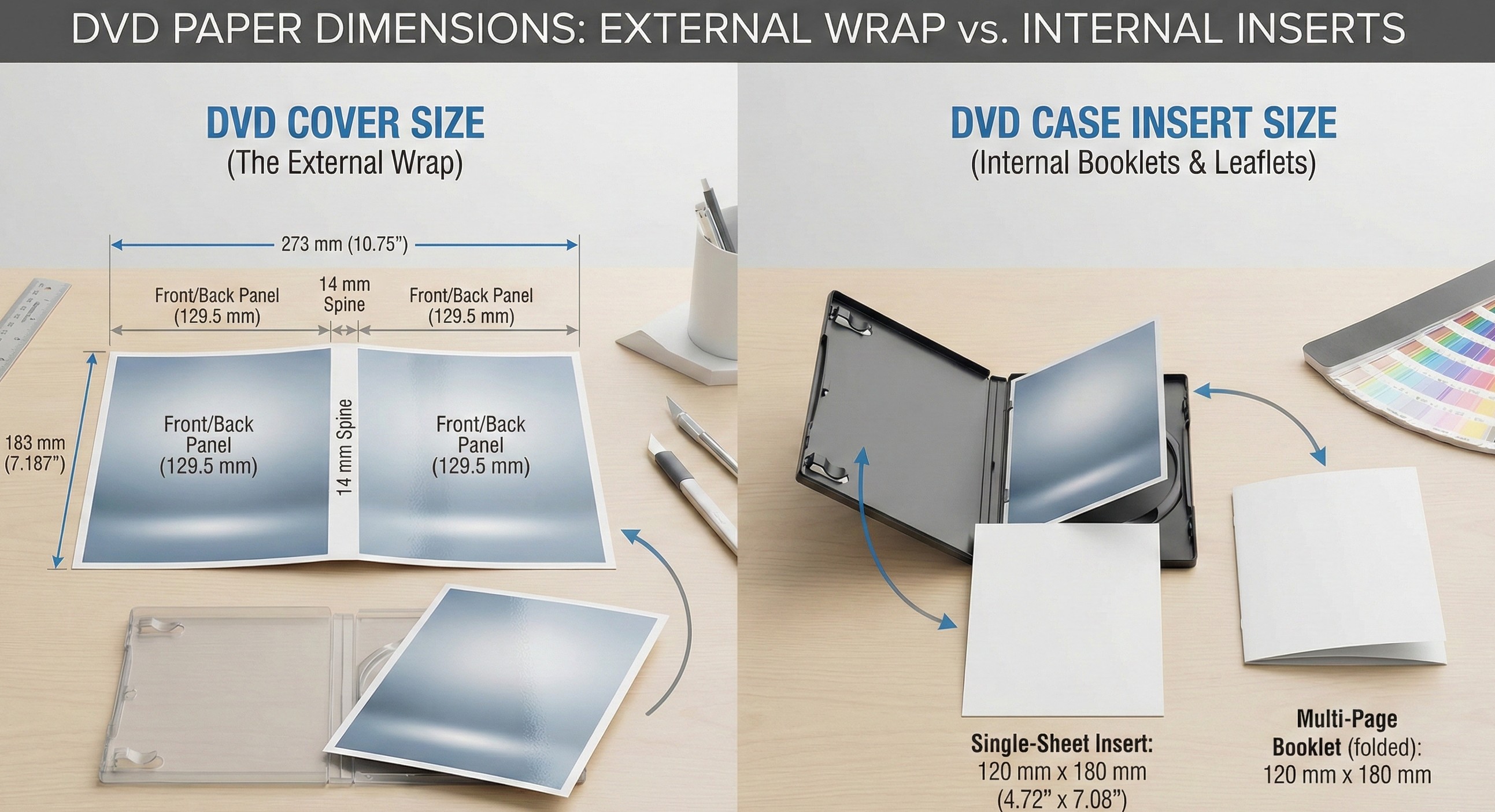 DVD Cover Size and DVD Case Insert Size (Internal Booklets and Leaflets)