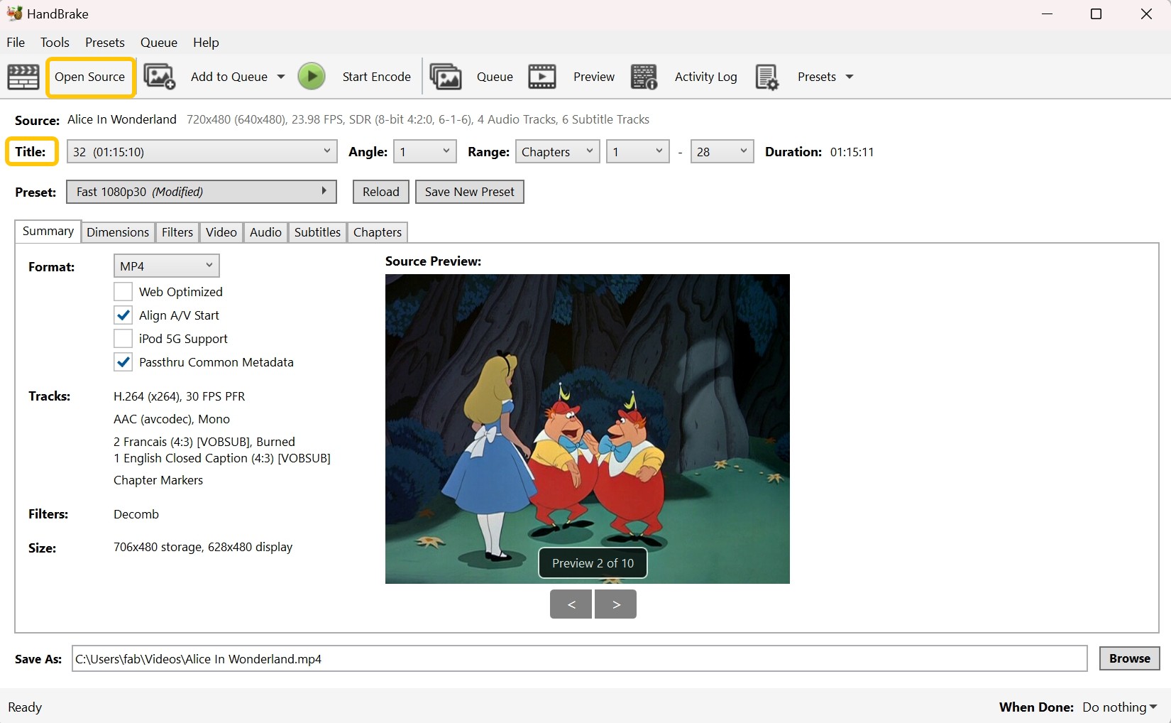 Convertir un DVD en MP4 avec HandBrake