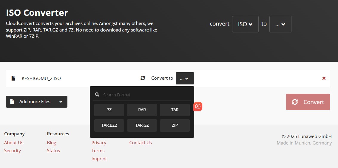 Online iso file converter