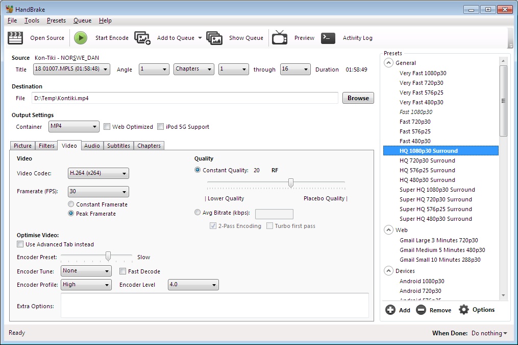 les meilleurs logiciels de copie de DVD gratuit pour copier un DVD sur un ordinateur ou sur un disque dur: handbrake