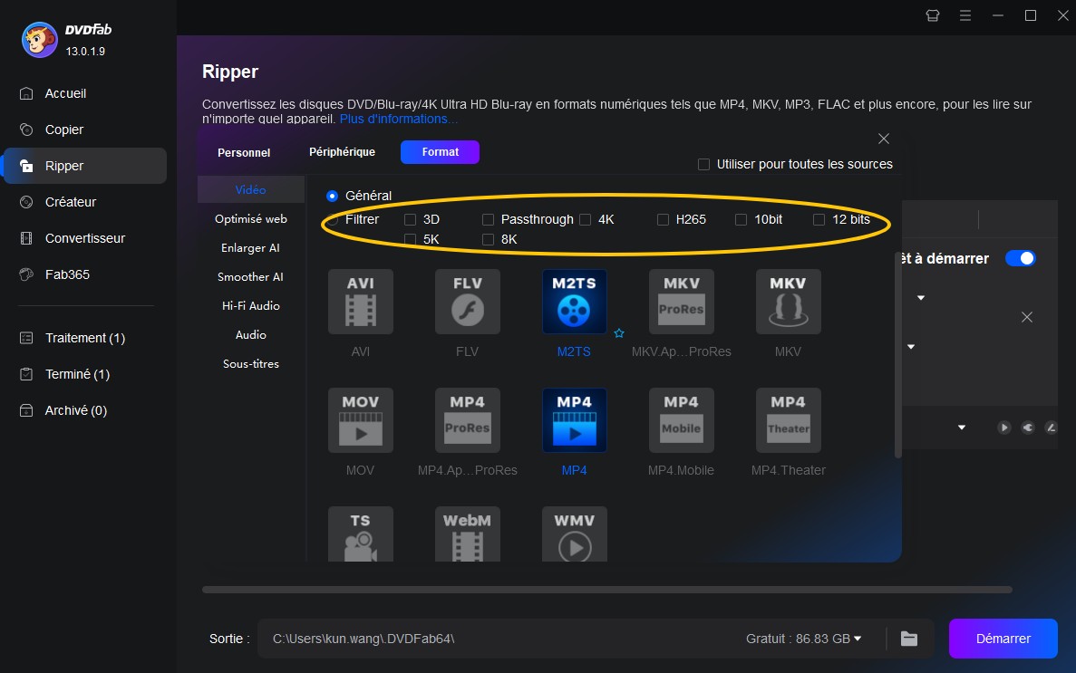 convertir vob en mp4 avec dvdfab
