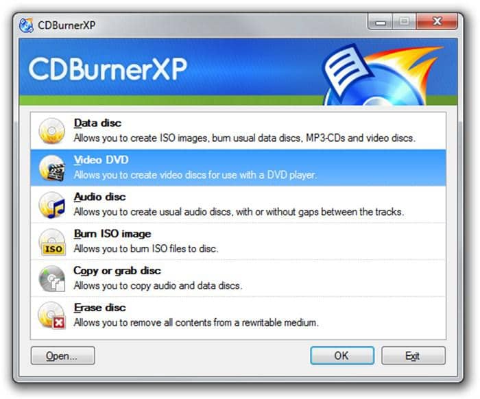 Les meilleurs logiciels gravure Blu-ray : CDBurnerXP