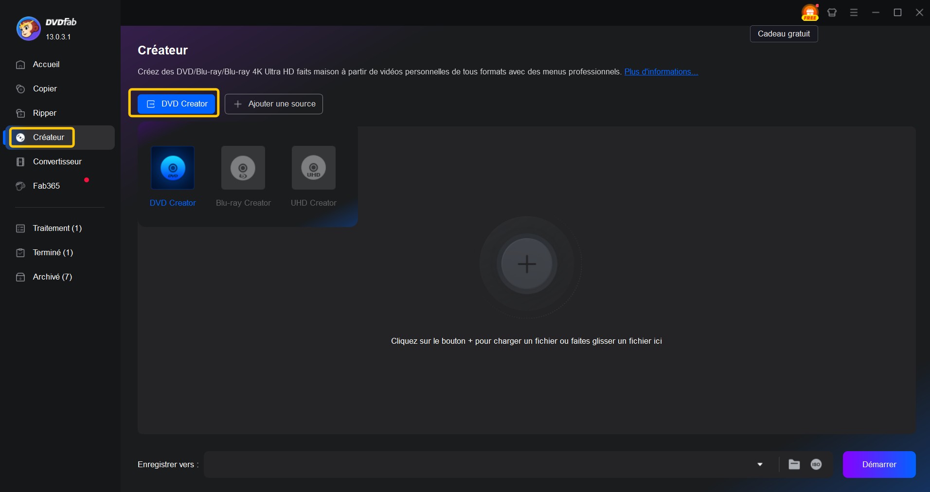 Guide d'utilisation de DVDFab DVD Creator