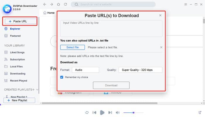 Paste Jamendo music URL