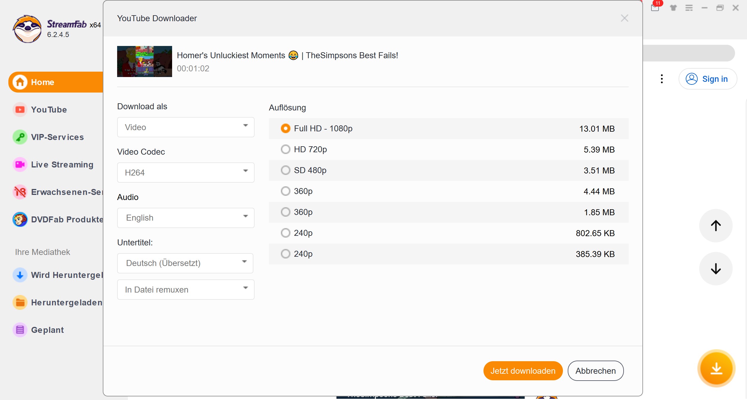 Stabile Alternative zu ClipGrab: StreamFab Video Downloader