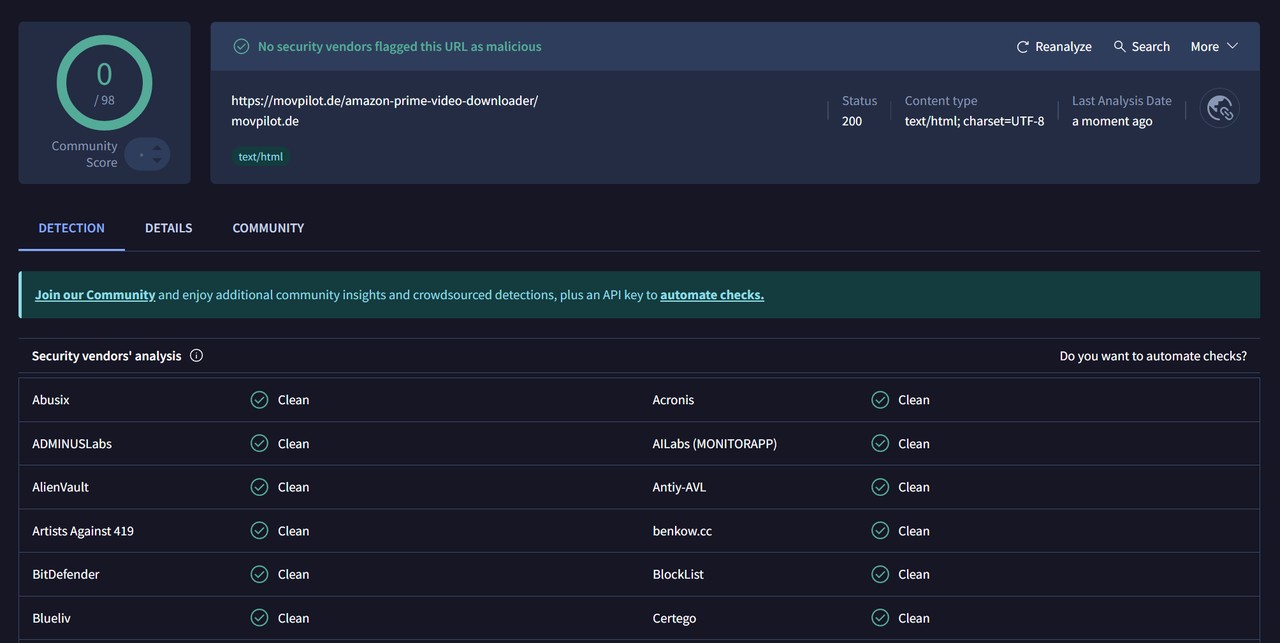 Ist MovPilot Amazon sicher?