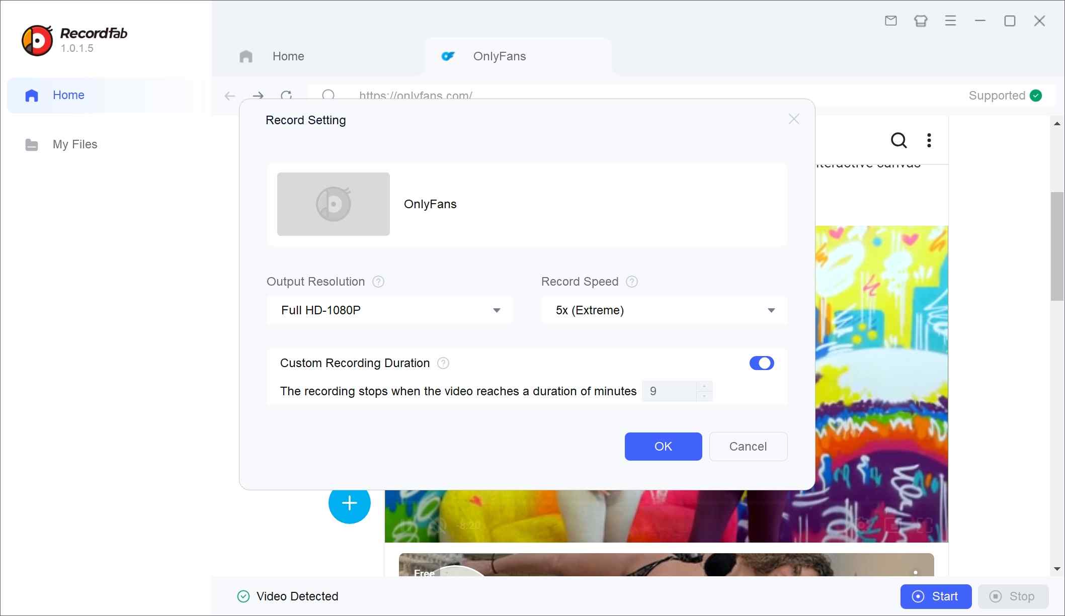 Wie man mit recordfab OnlyFans-Videos aufnimmt: Schritt 3