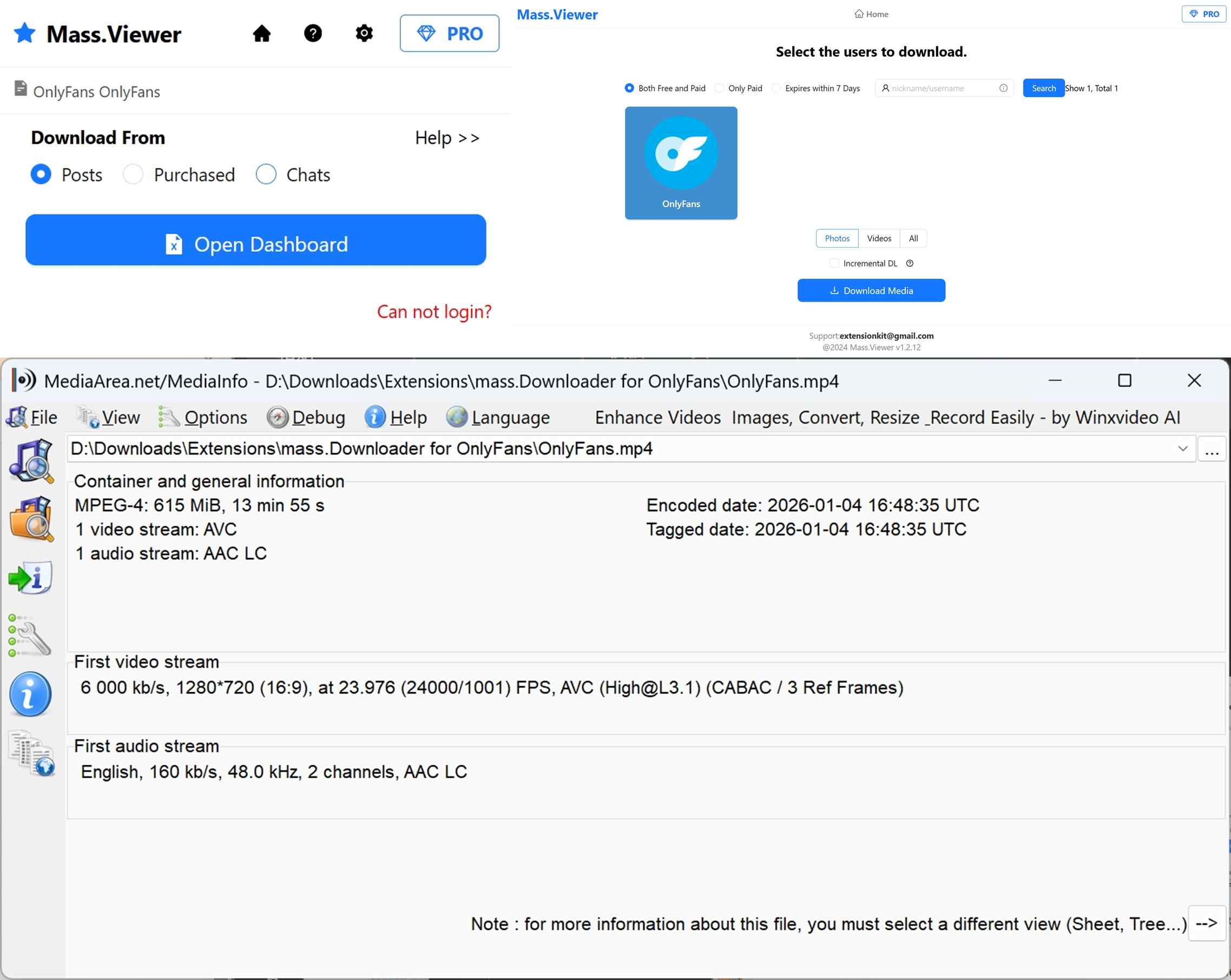 Übersicht über die Benutzeroberfläche und Qualität der besten OnlyFans-Video-Download-Chrome-Erweiterung mass.downloader für OnlyFans