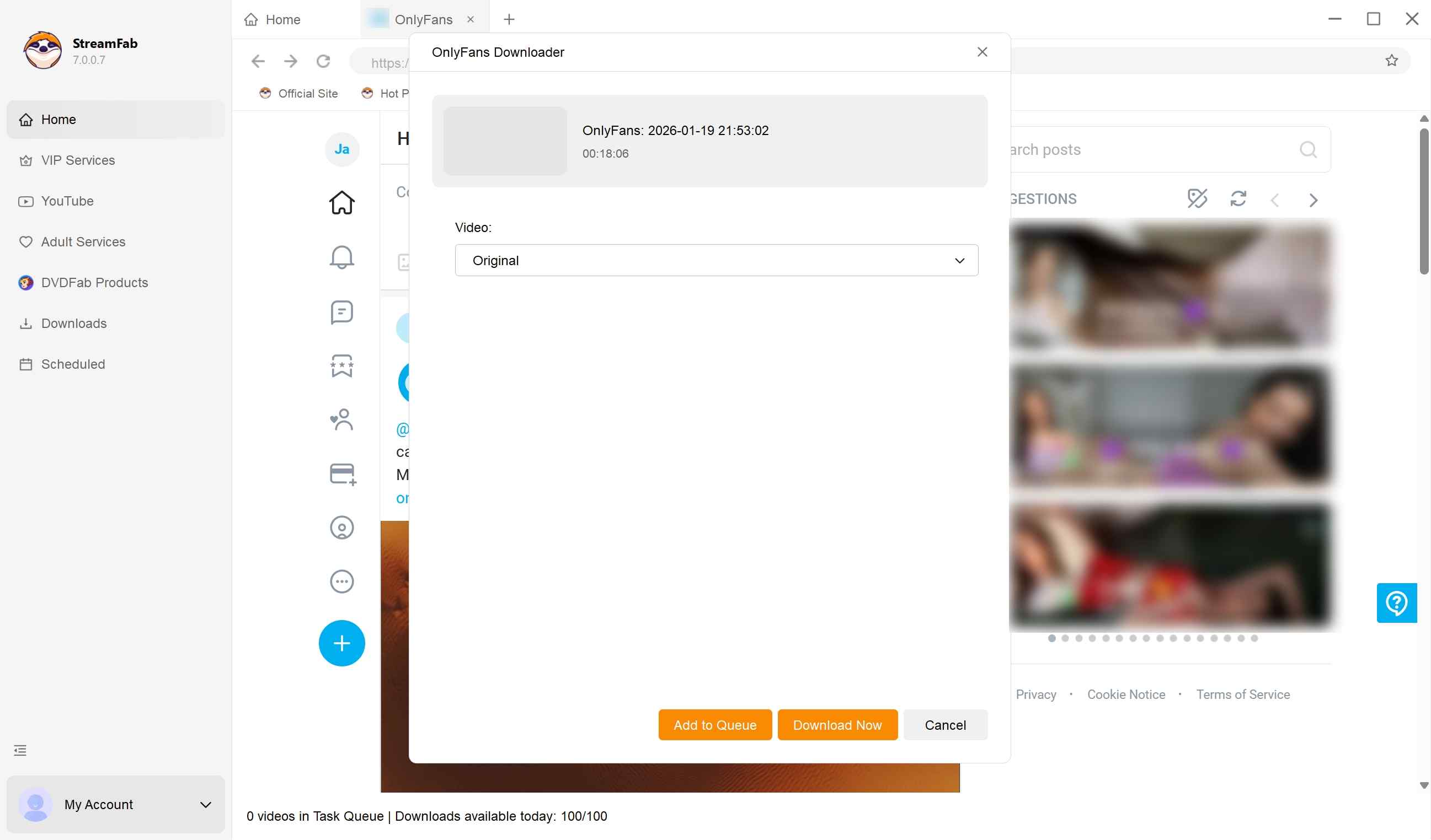 Wie man mit dem StreamFab OnlyFans Downloader OnlyFans-Videos herunterlädt: Schritt zwei