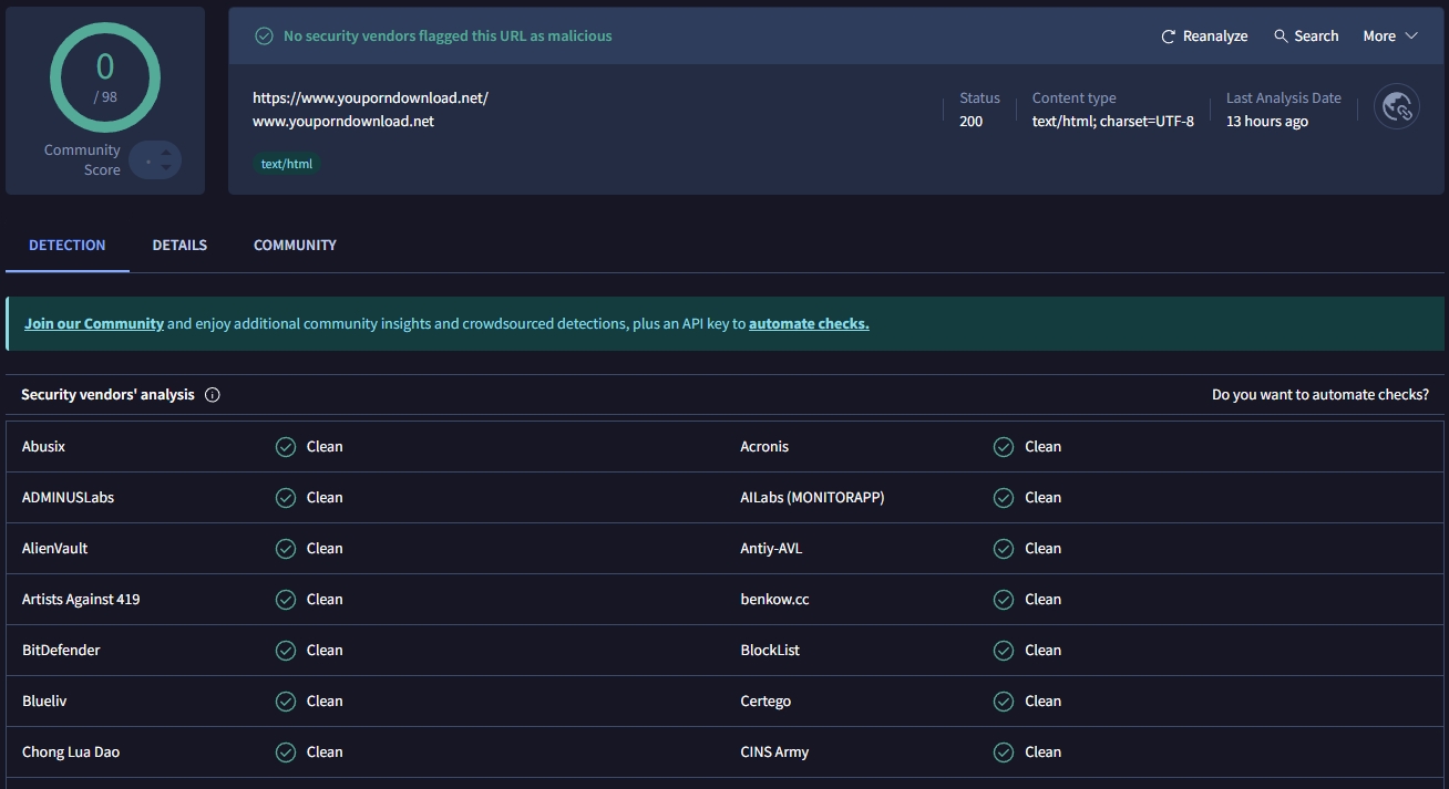 Sicherheitsüberprüfung für YouPornDownload