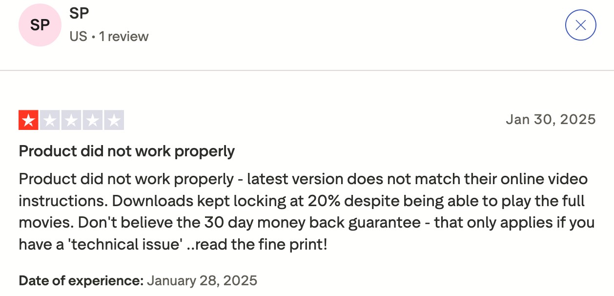 comment of the trustpilot