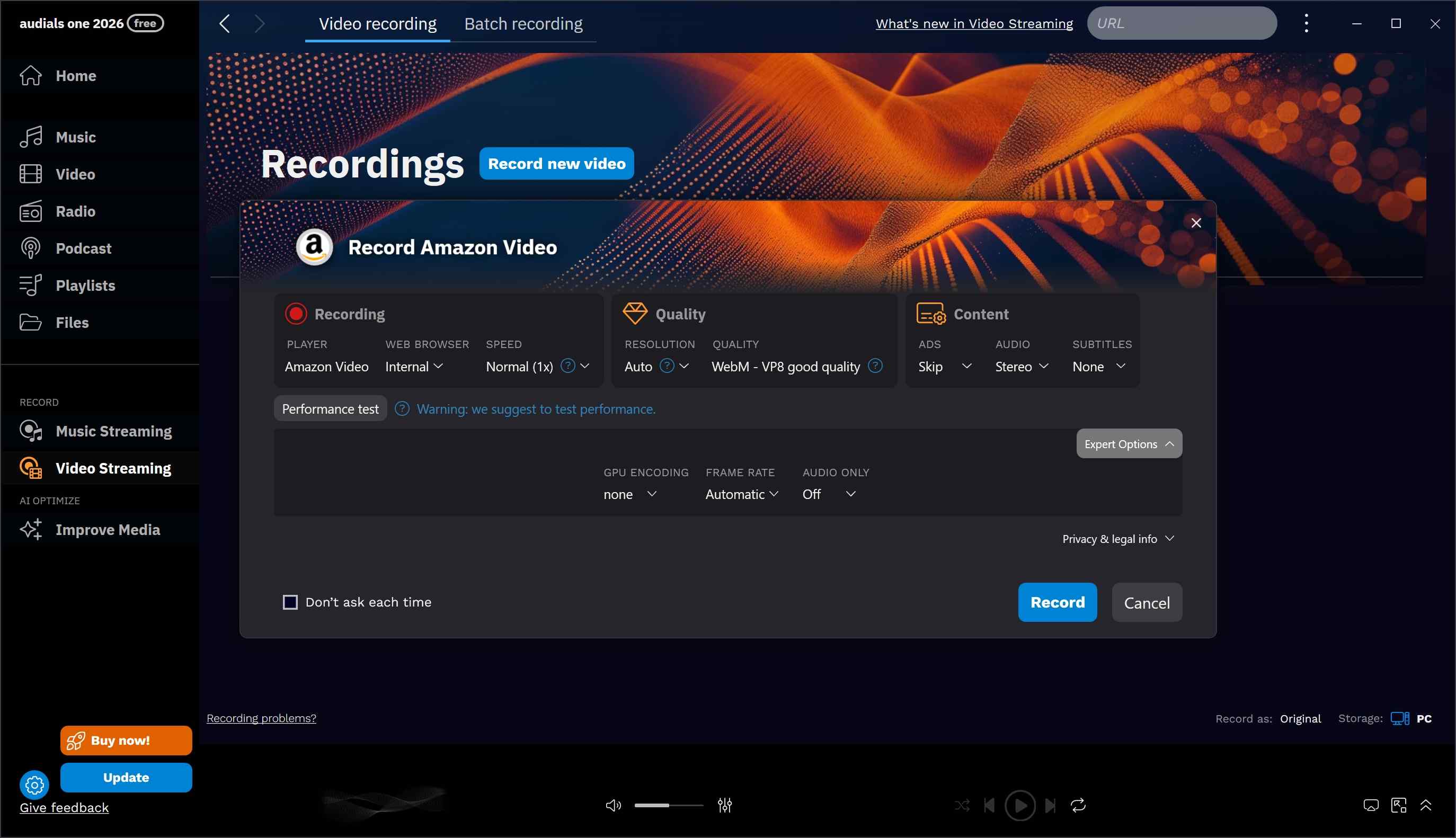 how to use audials for prime video recording:step 2