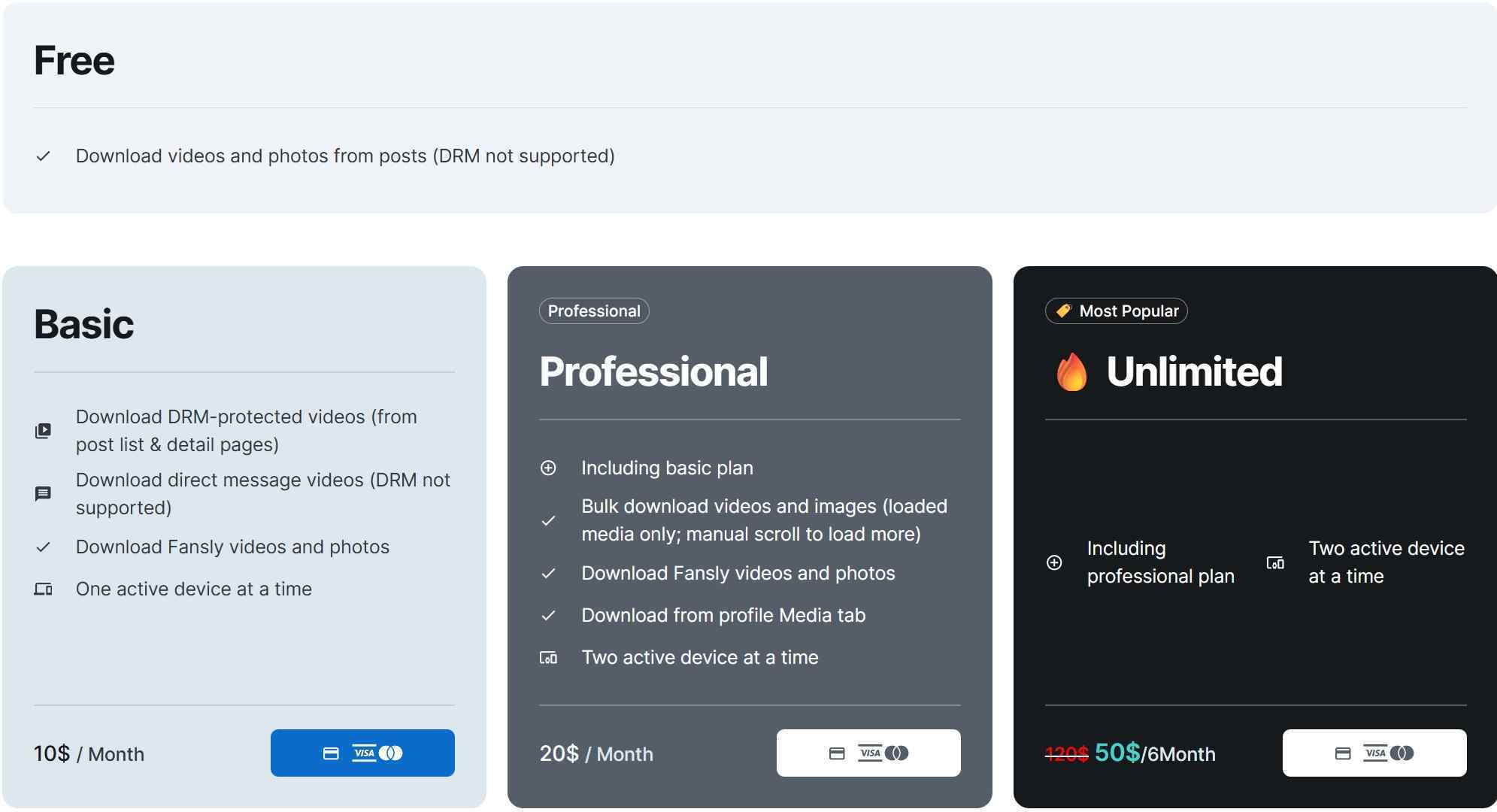 a screenshot of streamfrok subscription plans