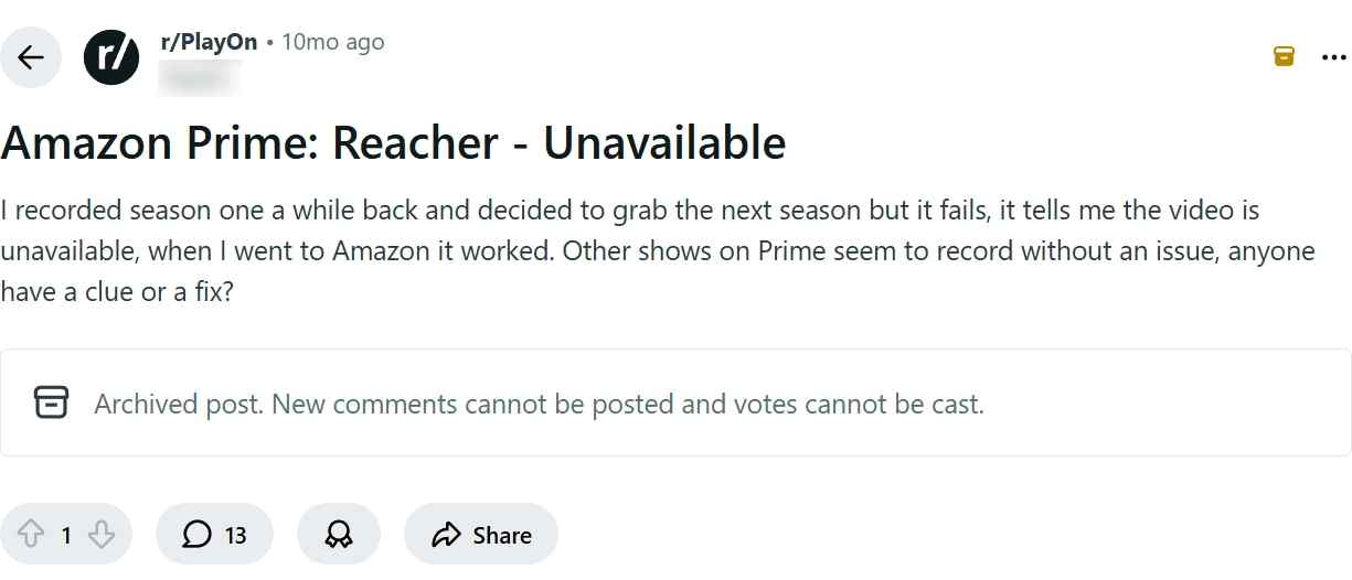 one of the playon not working on amazon prime video issues: “This video is currently unavailable” or the title won’t start recording