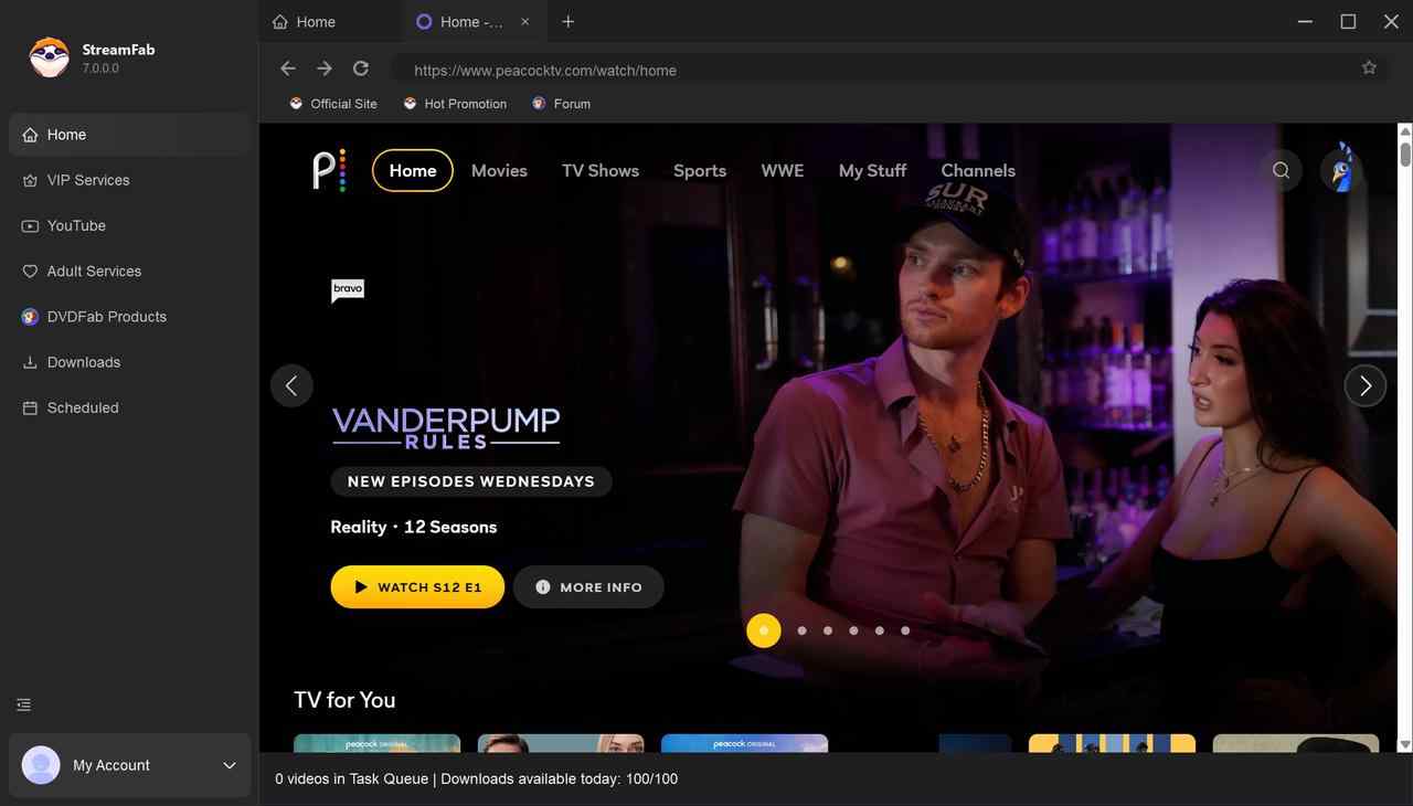 how to download peacock shows on pc via streamfab peacock downloader: step 2