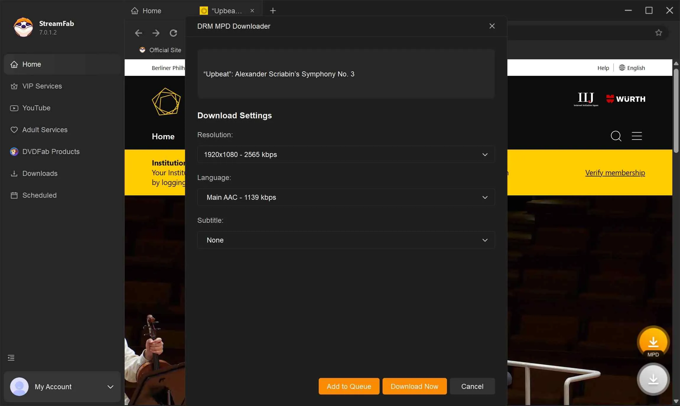 download from Digital Concert Hall: streamfab