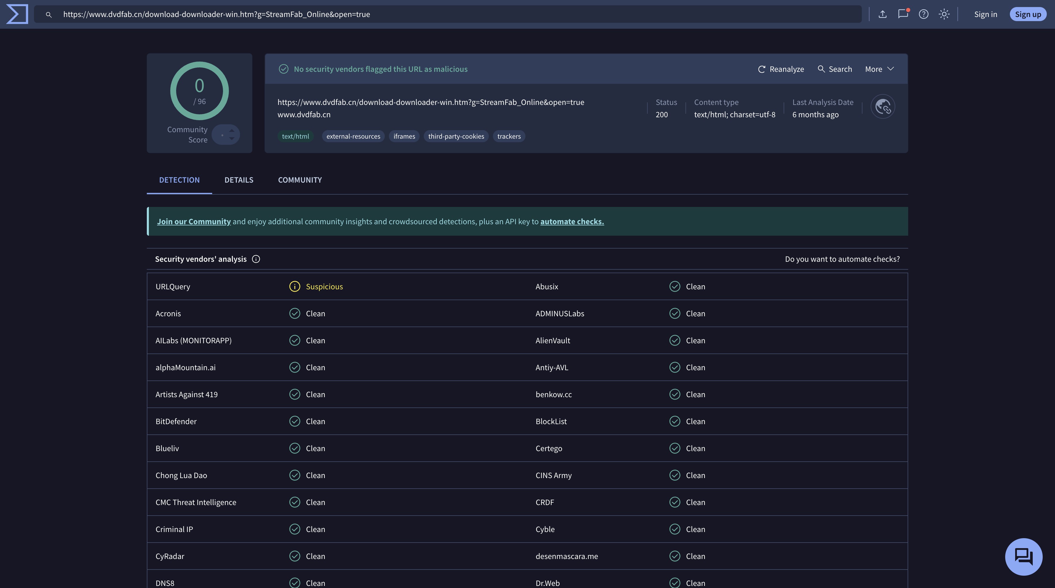🔒 Safety check result: Passed VirusTotal online scan — no malicious code detected. ⚠️ Please download only from the https://www.dvdfab.cn/mlink/download.php?g=StreamFab_Online to avoid third-party bundling risks.