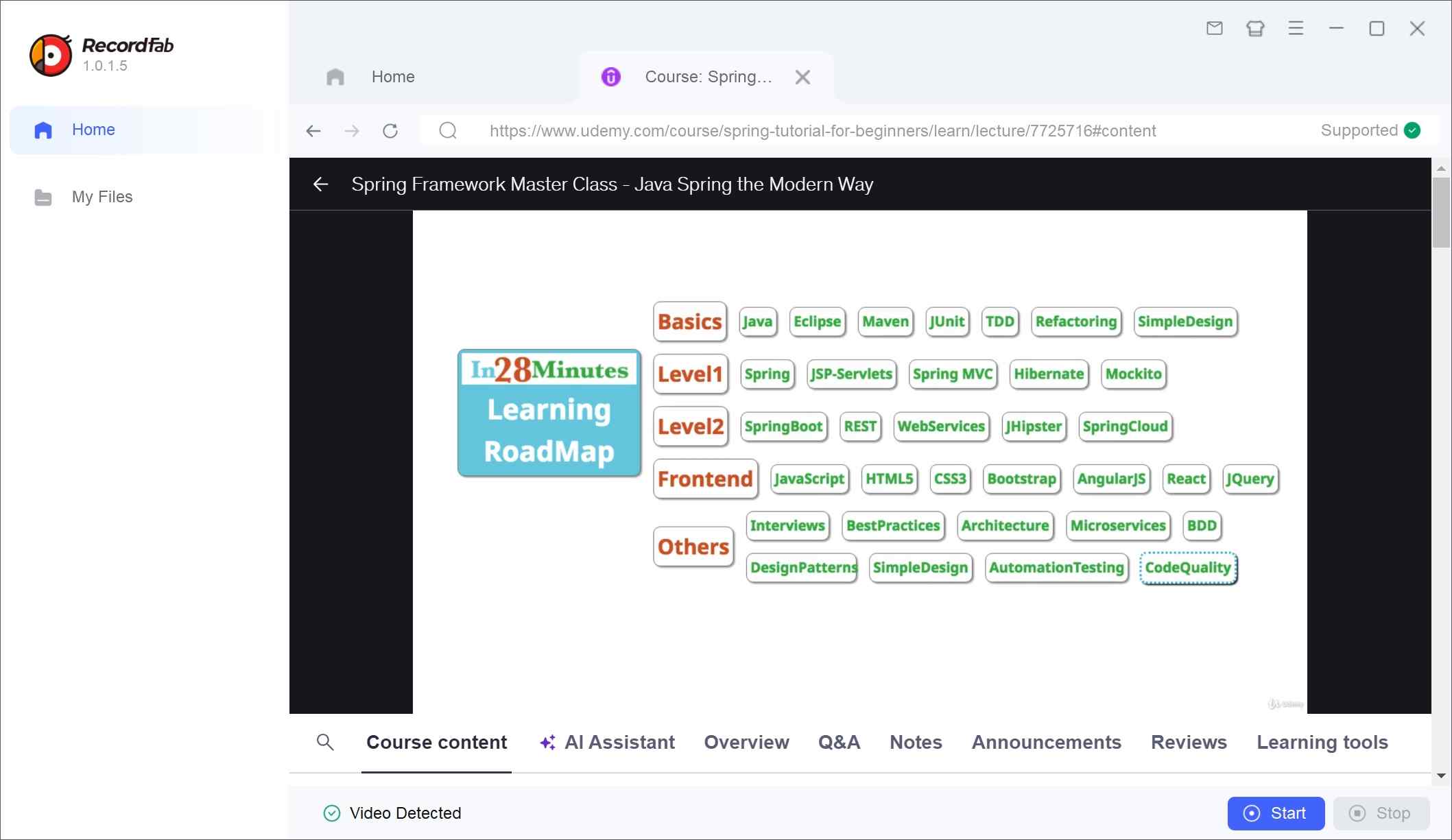 how to save udemy drm video backups via recordfab: step 2