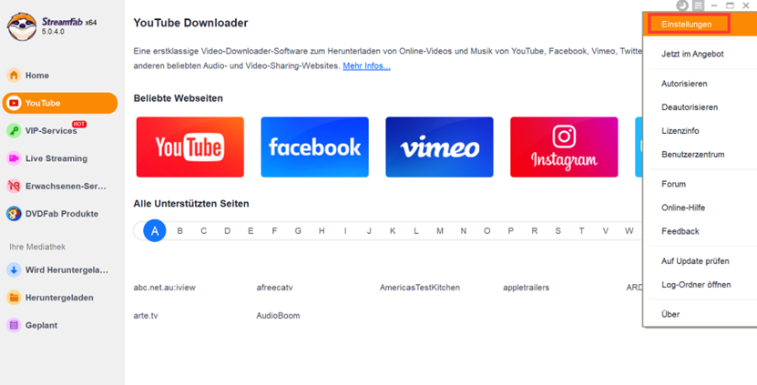 Wie kann ich die Standardqualität der Videoausgabe in StreamFab einstellen?